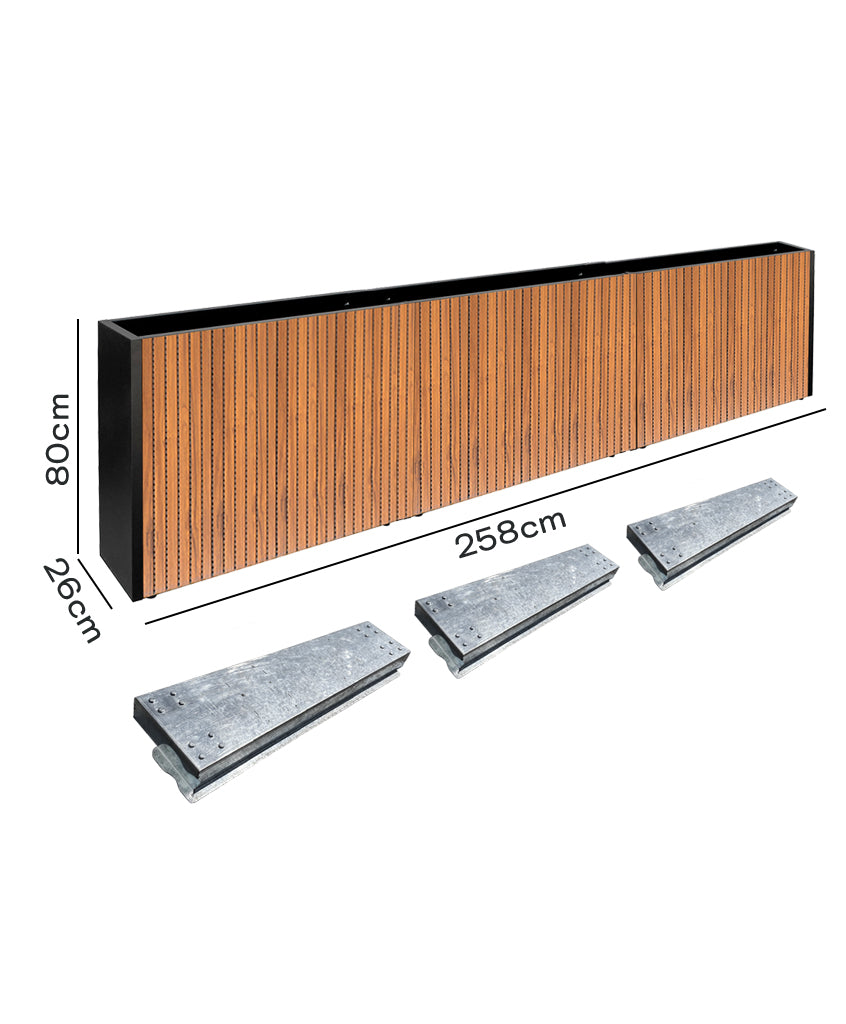 Pack Jardinera Slim 80 (Wall Panel) + Base Móvil