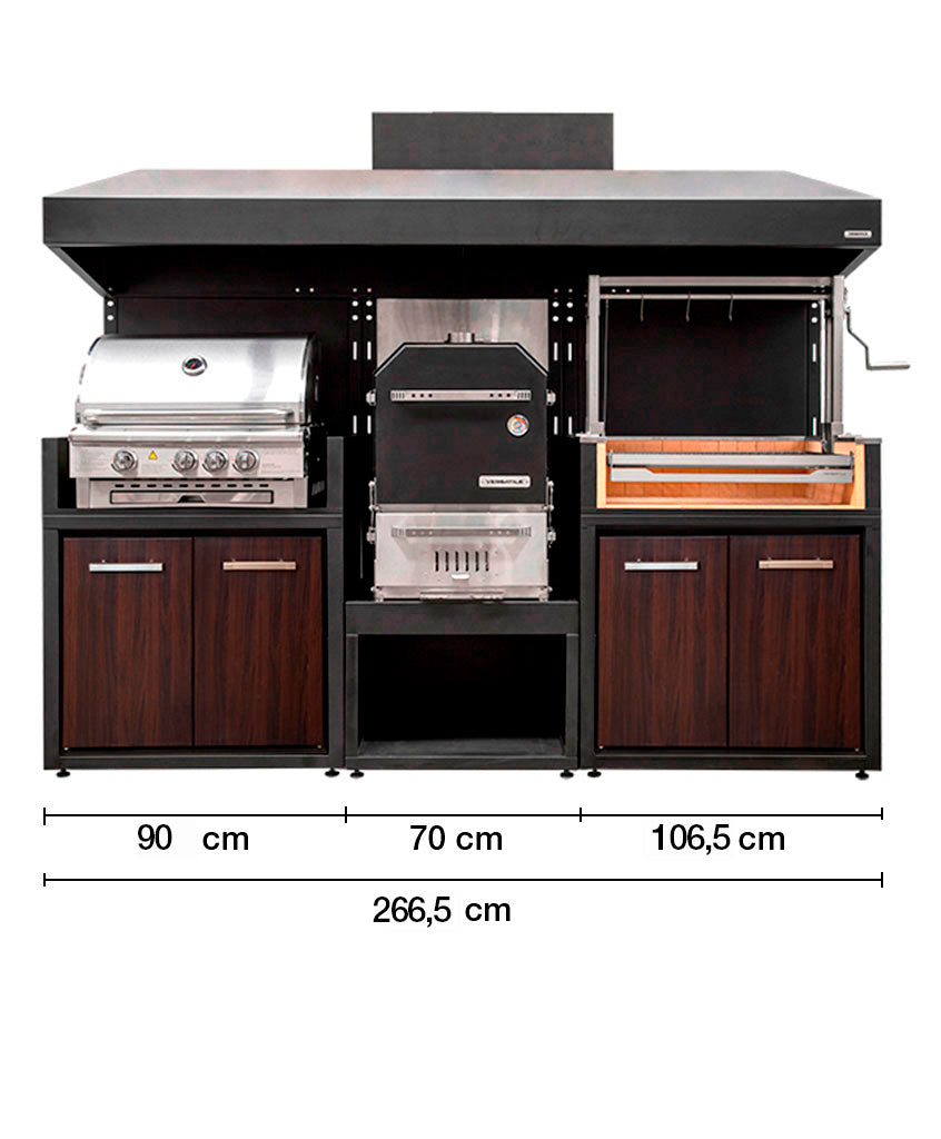 Pack Parrilla Carbón + Horno Ahumador + Modulo Para Parrilla Gas (TERMOLAMINADO)