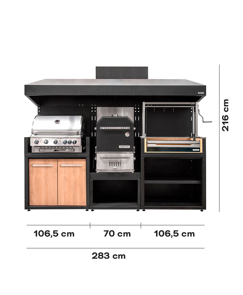 Pack Parrilla Carbón + Horno Ahumador + Modulo Para Parrilla Gas (MELAMINA)