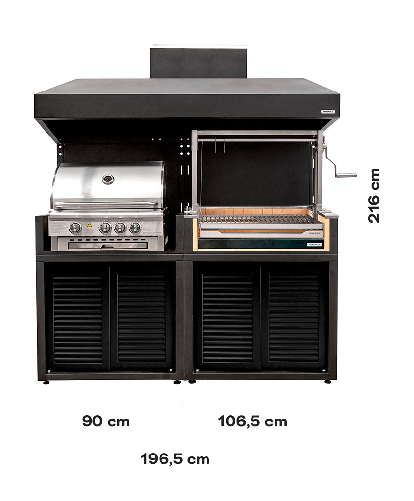 Pack Parrillas Carbón + Módulo Para Parrilla Gas (Acero)
