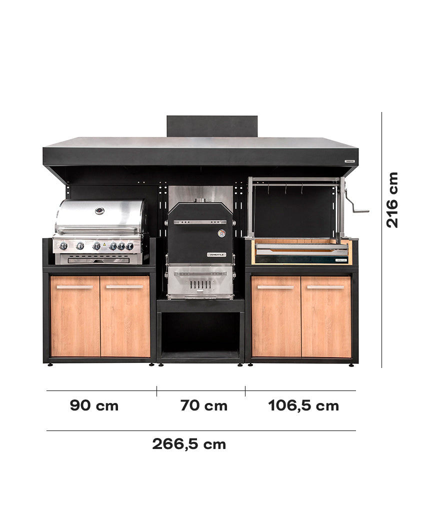 Pack Parrilla Carbón + Horno Ahumador + Modulo Para Parrilla Gas (MELAMINA)
