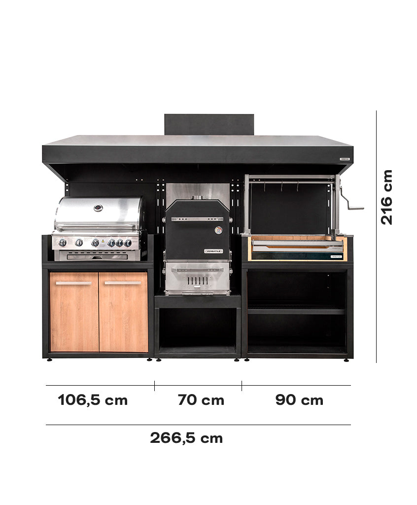 Pack Parrilla Carbón + Horno Ahumador + Modulo Para Parrilla Gas (MELAMINA)