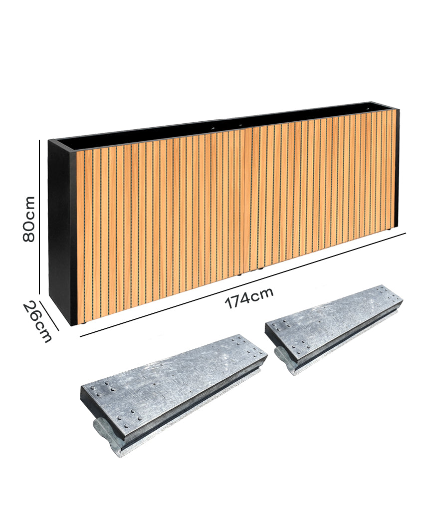 Pack Jardinera Slim 80 (Wall Panel) + Base Móvil