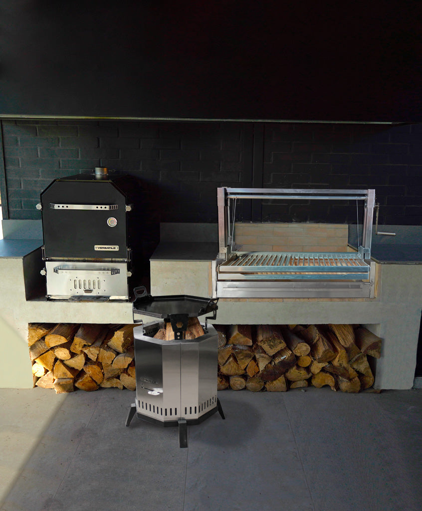 Parrilla Empotrable + Horno+ Brasero con  Base y Plancha