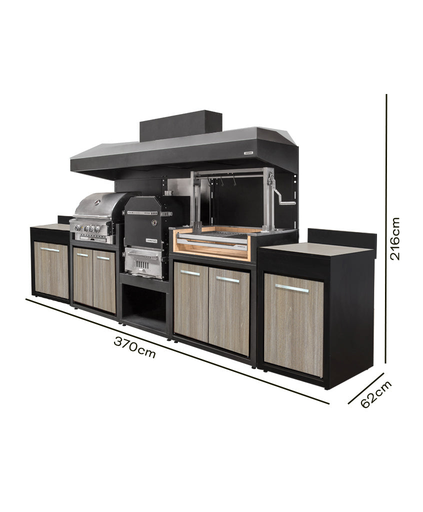 Pack Doble 900  Parrillas Carbón y Gas + Horno Ahumador + Módulo Doble 600