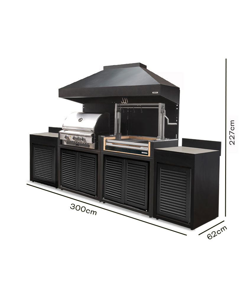 Parrilla Carbón y Módulo Gas + Doble Módulo 600