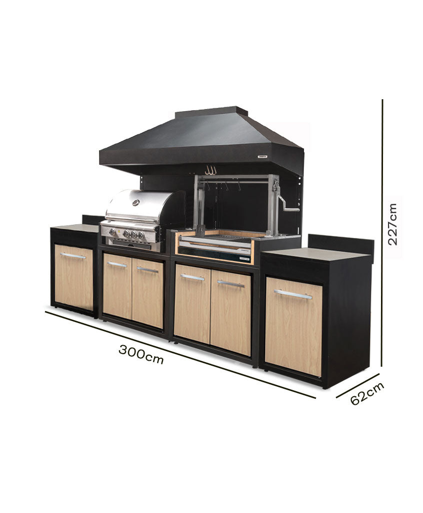 Parrilla Carbón y Módulo Gas + Doble Módulo 600