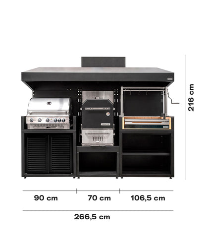 Parrilla Carbón + Horno + Módulo  Gas -ACERO (Sale)
