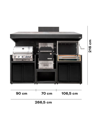 Parrilla Carbón + Horno + Módulo  Gas -ACERO (Sale)